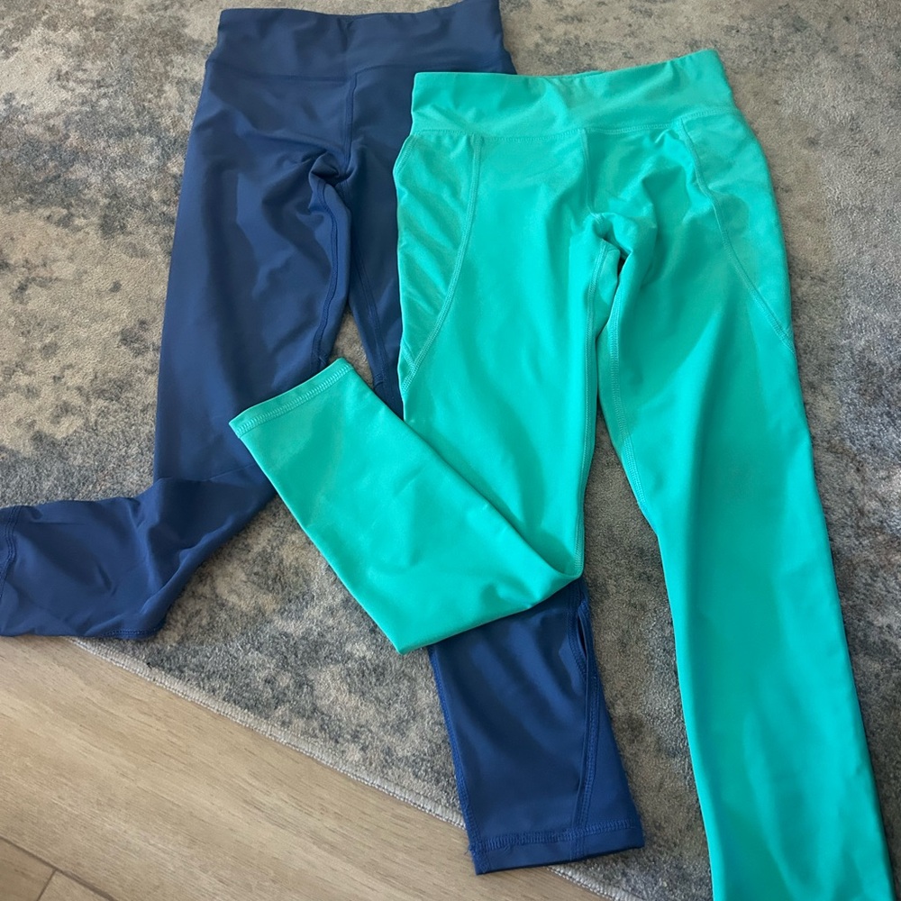 2 pack! Old Navy Active Girs leggings -  Teal and blue - size L (10-12)